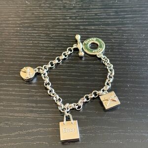Dior Beauty Silver-tone Charm Bracelet with Bag and Signature Charms